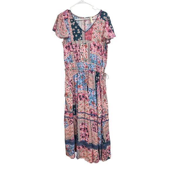 Matilda Jane Maxi Dress The Wildlife Patchwork Boho Cottagecore Long Pink Large - Picture 1 of 16